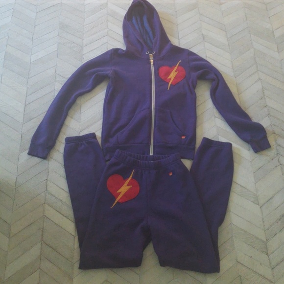 Aviator Nation Other - Aviator Nation girls purple heart sweatsuit 10-12